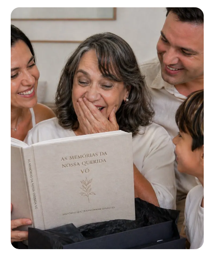 Família emocionada com o livro Legaci